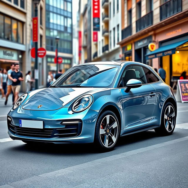 A compact and stylish urban Porsche, showcasing a modern design ideal for city driving