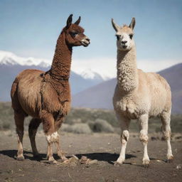 An animated picture of a llama holding a traditional Argentinian mate in its hoof.