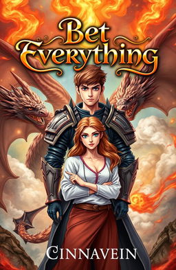 A captivating book cover featuring a young and dangerous lord of the dragons, with striking features and a confident expression, standing proudly in medieval armor