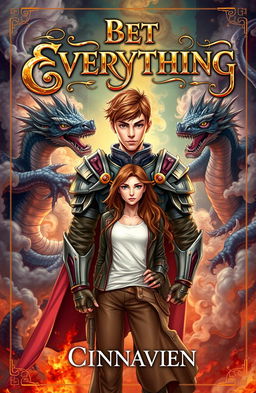 A captivating book cover featuring a young and dangerous lord of the dragons, with striking features and a confident expression, standing proudly in medieval armor