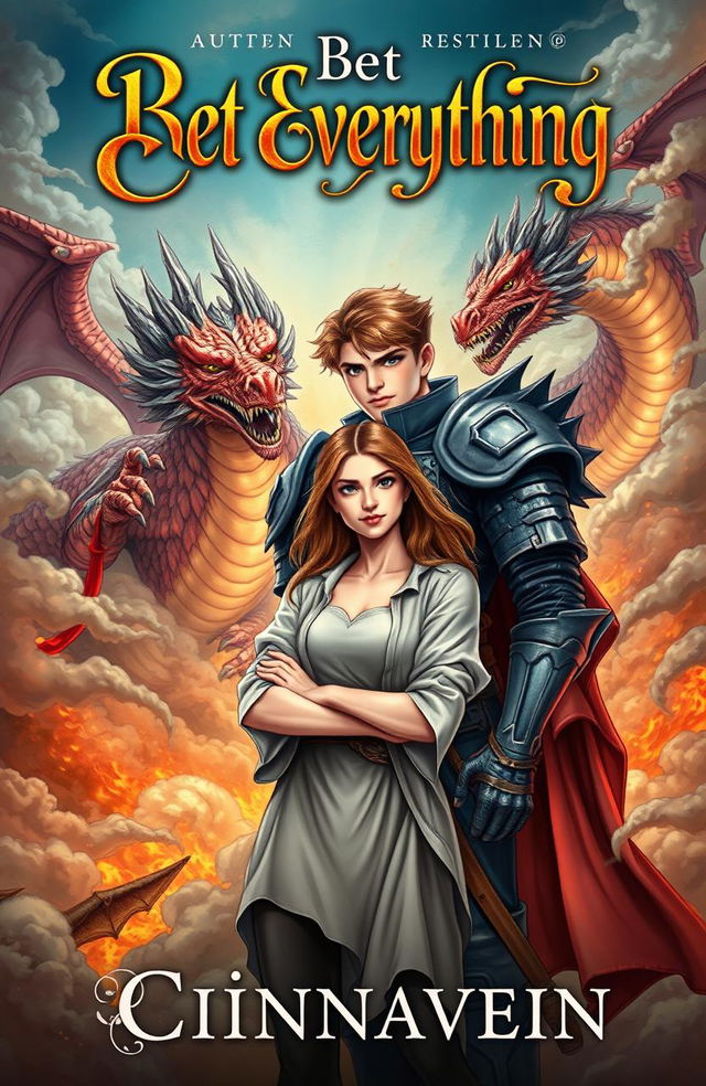 A captivating book cover featuring a young and dangerous lord of the dragons, with striking features and a confident expression, standing proudly in medieval armor