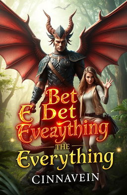 A stunning book cover featuring a dangerous yet beautiful lord of the dragons, depicted as a fierce warrior with majestic dragon wings and an intense gaze
