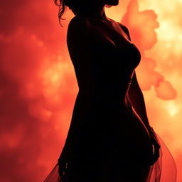 A stunning and artistic portrayal of a woman's silhouette, highlighting elegant curves and graceful lines