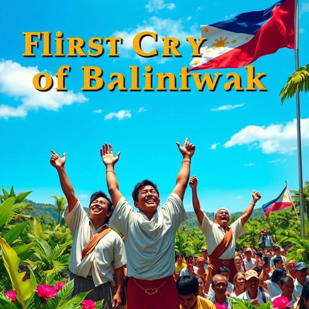 The historic scene depicting the First Cry of Balintawak, where revolutionaries rally against Spanish colonial rule in the Philippines