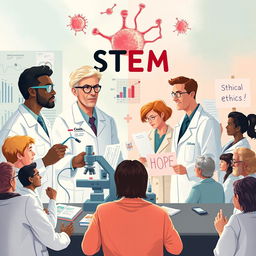 An artistic illustration depicting the debate surrounding stem cells