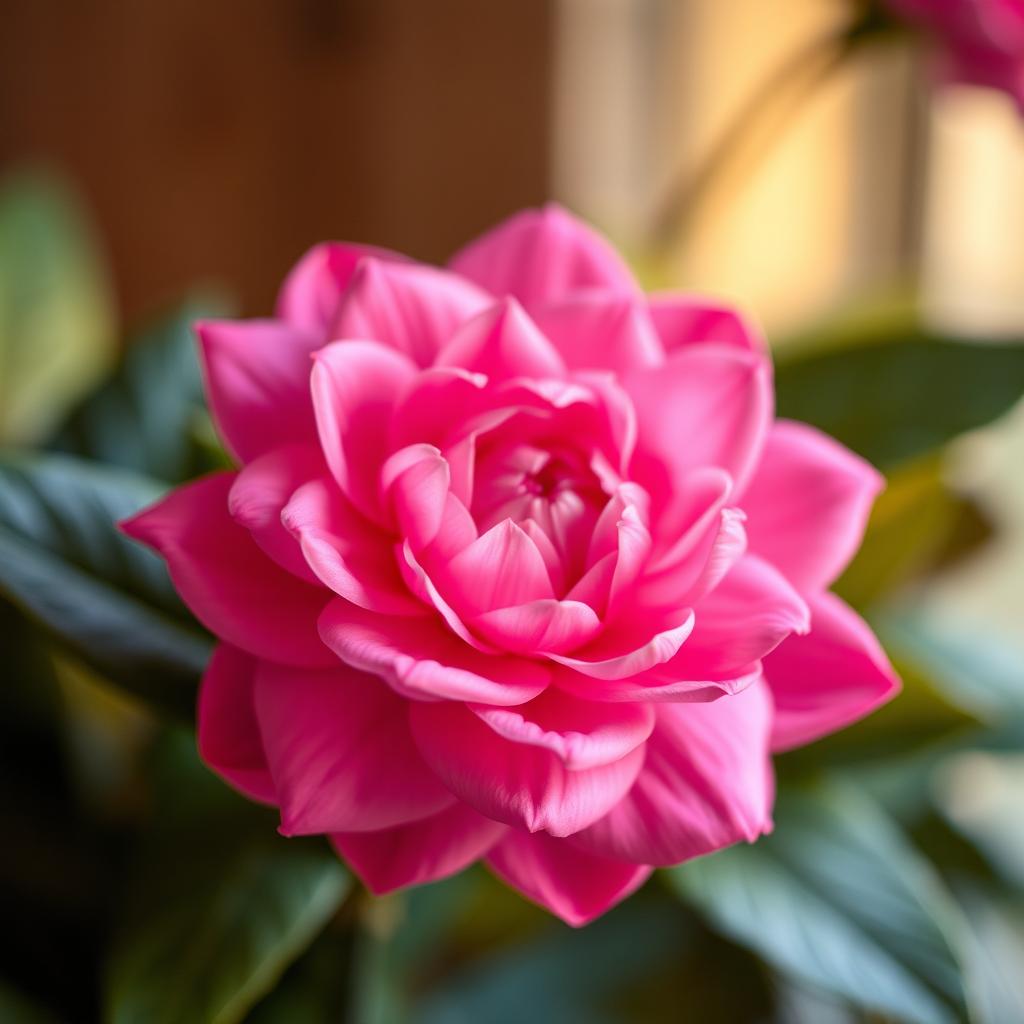 A close-up view of a beautifully styled pink flower, reminiscent of a soft and delicate petal arrangement