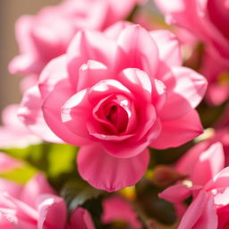 A close-up view of a beautifully styled pink flower, reminiscent of a soft and delicate petal arrangement