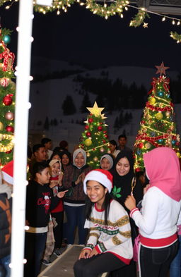A vibrant and festive Christmas celebration for youth at GPPI Berastagi, featuring young people joyfully engaging in activities