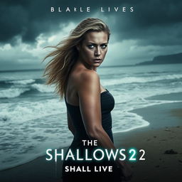 An eerie teaser image for 'THE SHALLOWS 2,' featuring Blake Lively as a determined and resilient character