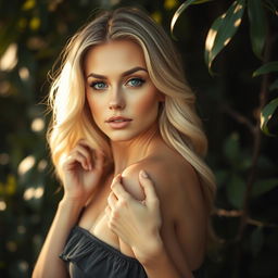 A stunning portrait of a beautiful blonde woman, exuding confidence and charm