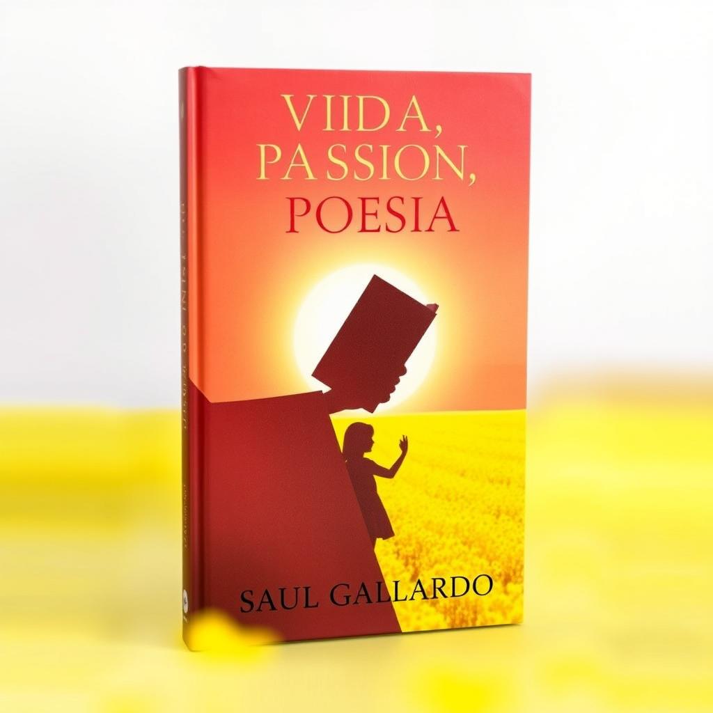 A book cover for a poetry collection featuring the silhouette of a girl holding a book, set against a bright sunny yellow landscape