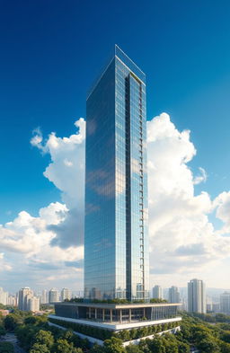 A visually striking representation of architectural innovation showcasing a modern high-rise building designed with advanced technology by Mivan Technology