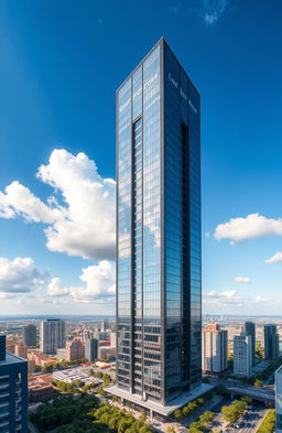 A visually striking representation of architectural innovation showcasing a modern high-rise building designed with advanced technology by Mivan Technology