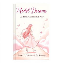 An aesthetic and soft book cover design for the title 'Model Dreams: A Teen's Guide to the Runway'