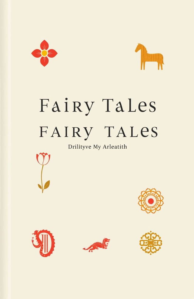 A minimalist book cover design showcasing fairy tales from Belarus, Estonia, Moldova, Hungary, Indonesia, China, and Tatarstan