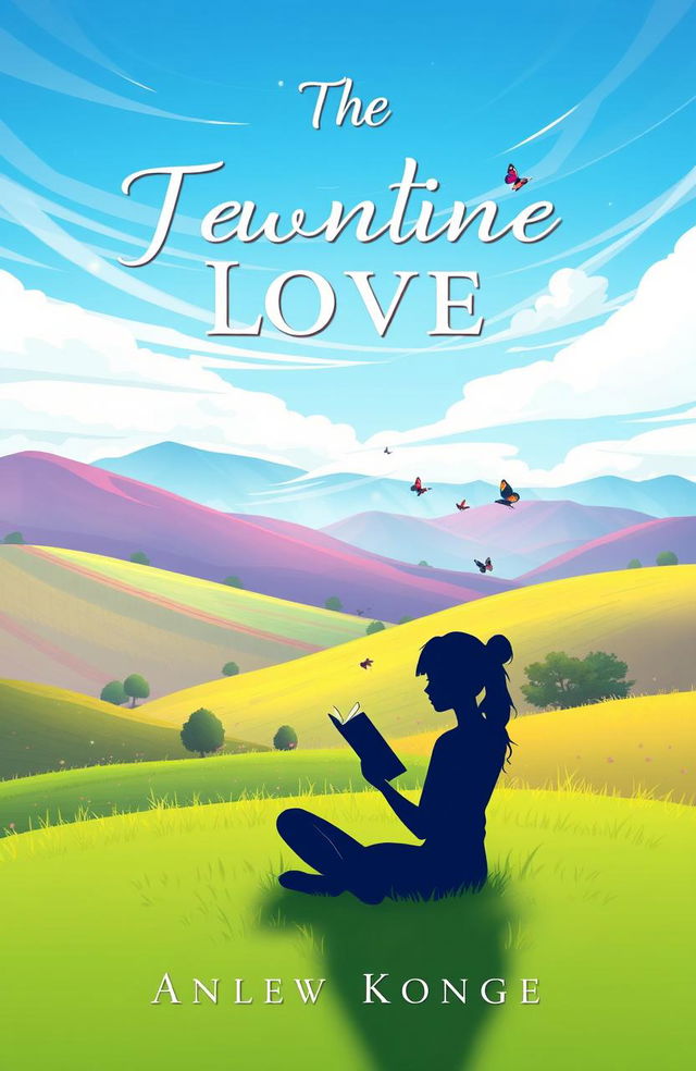 Design an eye-catching ebook cover featuring a vibrant, artistic illustration of a serene landscape with rolling hills, a bright blue sky, and wispy clouds