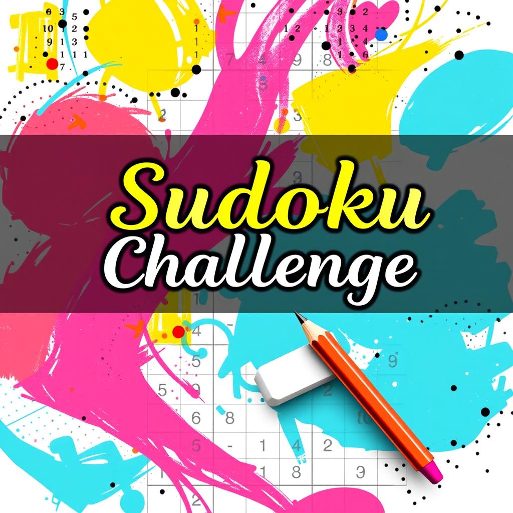 A vibrant and eye-catching book cover design for a Sudoku challenge book