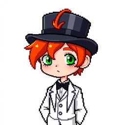 A ginger-haired boy, aged 16, illustrated in a charming pixel art style