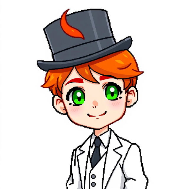 A ginger-haired boy, aged 16, depicted in a cute chibi pixel art style