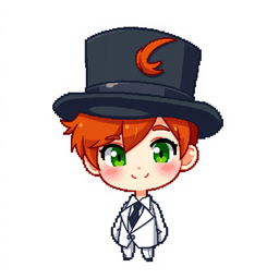 A ginger-haired boy, aged 16, rendered in a delightful chibi pixel art style