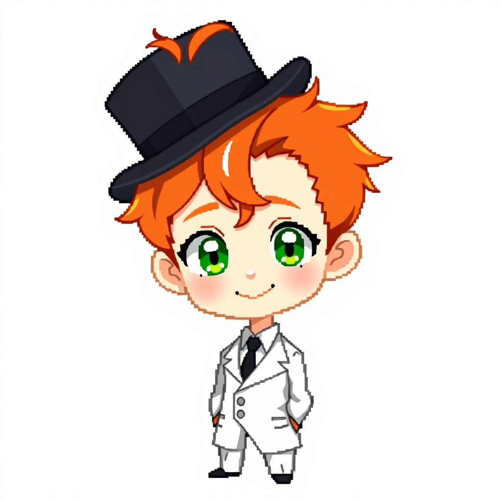 A ginger-haired boy, aged 16, rendered in a delightful chibi pixel art style