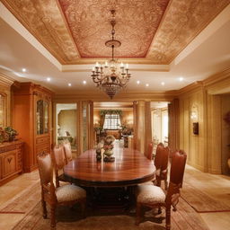 exquisite extra-large interior of exquisite mansion showing dining area