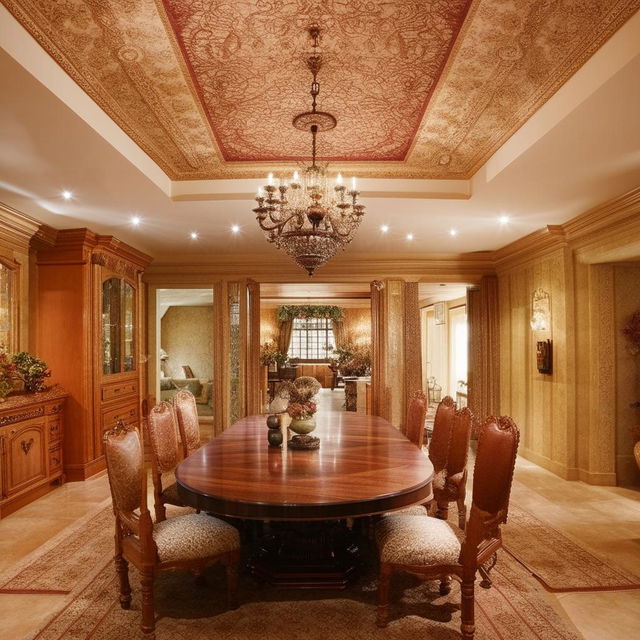 exquisite extra-large interior of exquisite mansion showing dining area