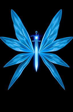 On a black background, at the center of the covers, there are light blue fairy wings extending outward, radiating a magical glow