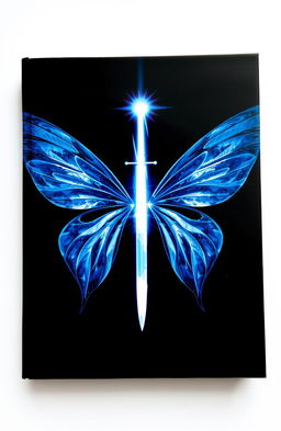 On a black background, at the center of the covers, there are light blue fairy wings extending outward, radiating a magical glow
