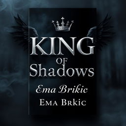 An atmospheric book cover for 'King of Shadows', featuring the title in shining metallic letters that stand out against the background