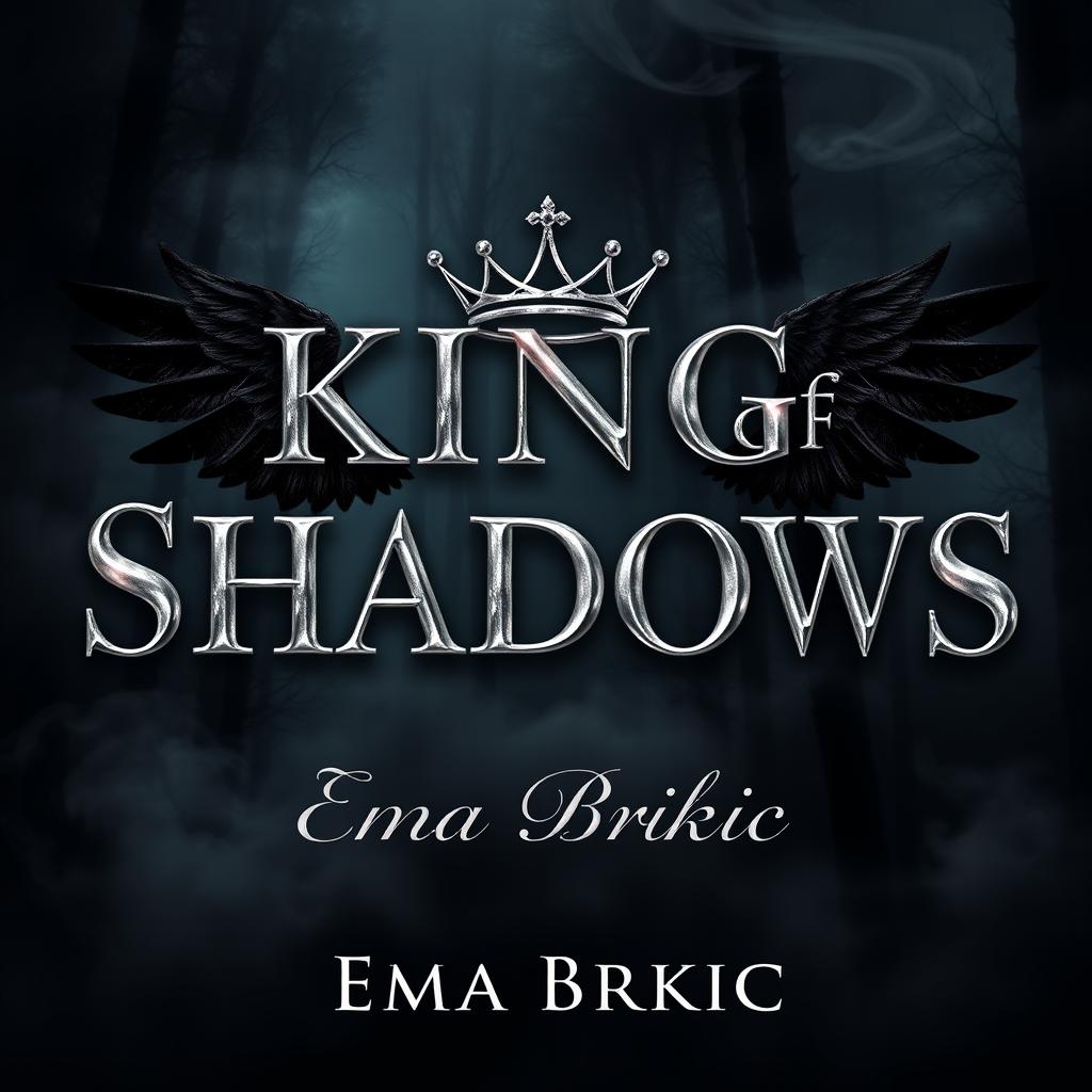 An atmospheric book cover for 'King of Shadows', featuring the title in shining metallic letters that stand out against the background