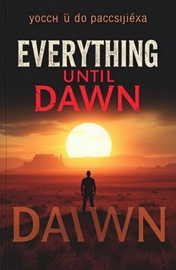 A captivating book cover for 'Everything Until Dawn', featuring a vast, eerie valley of the Wild West landscape under a haunting sky