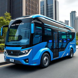 A futuristic bus design featuring sleek aerodynamic lines, large panoramic windows, and a spacious interior for passengers