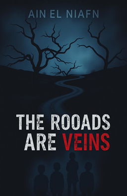 A dark and moody book cover for the title 'The Roads Are Veins'