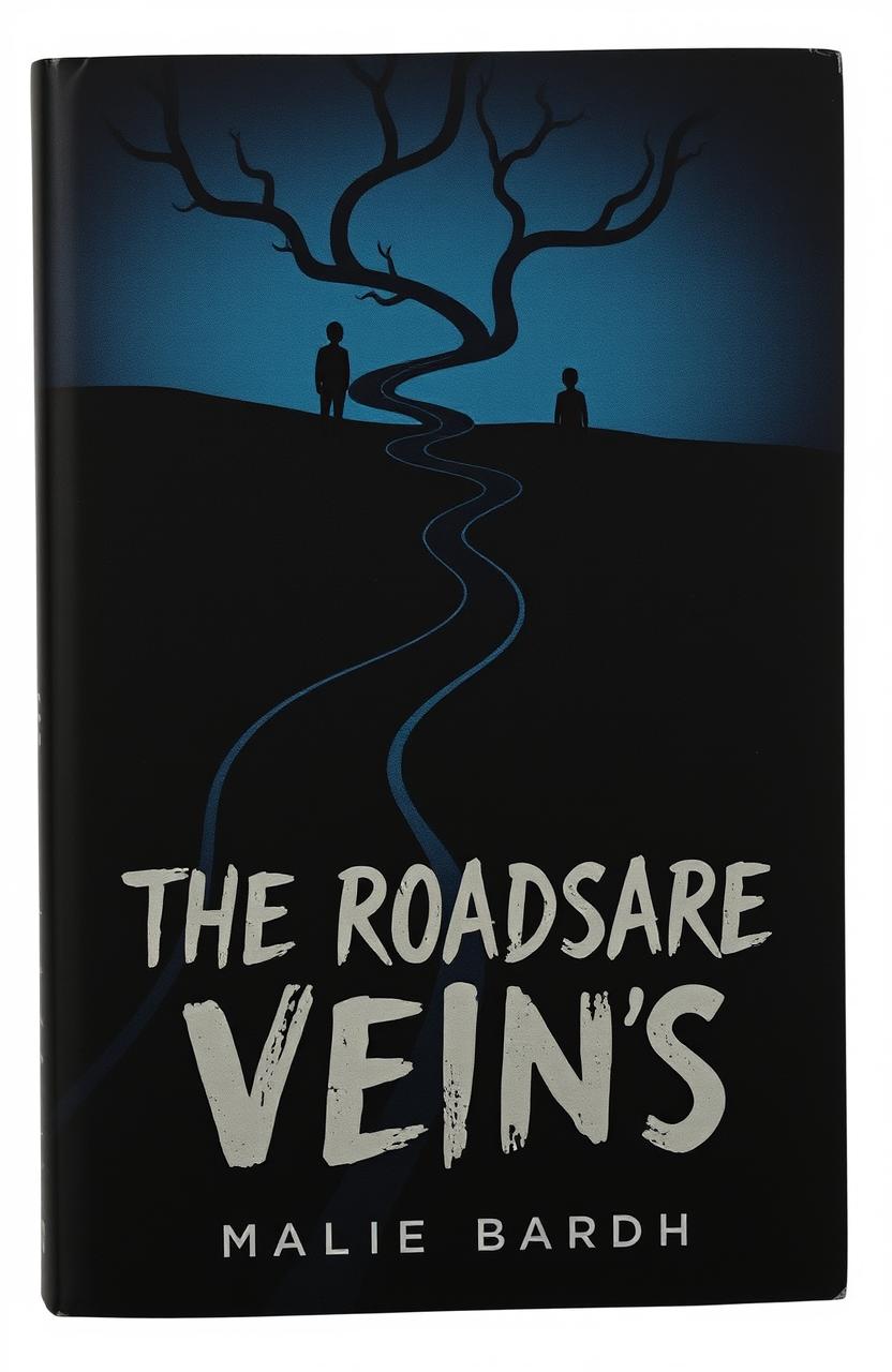 A dark and moody book cover for the title 'The Roads Are Veins'