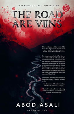 A book cover design for a psychological thriller titled 'The Road Are Veins'
