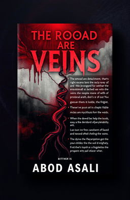 A book cover design for a psychological thriller titled 'The Road Are Veins'