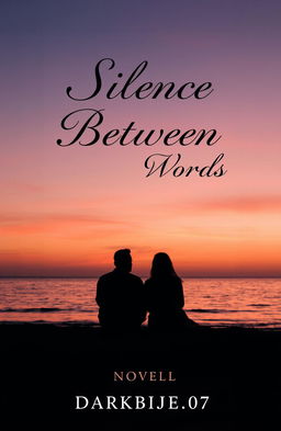 Aesthetic book cover for a novel titled 'Silence Between Words' by Darkbije_07