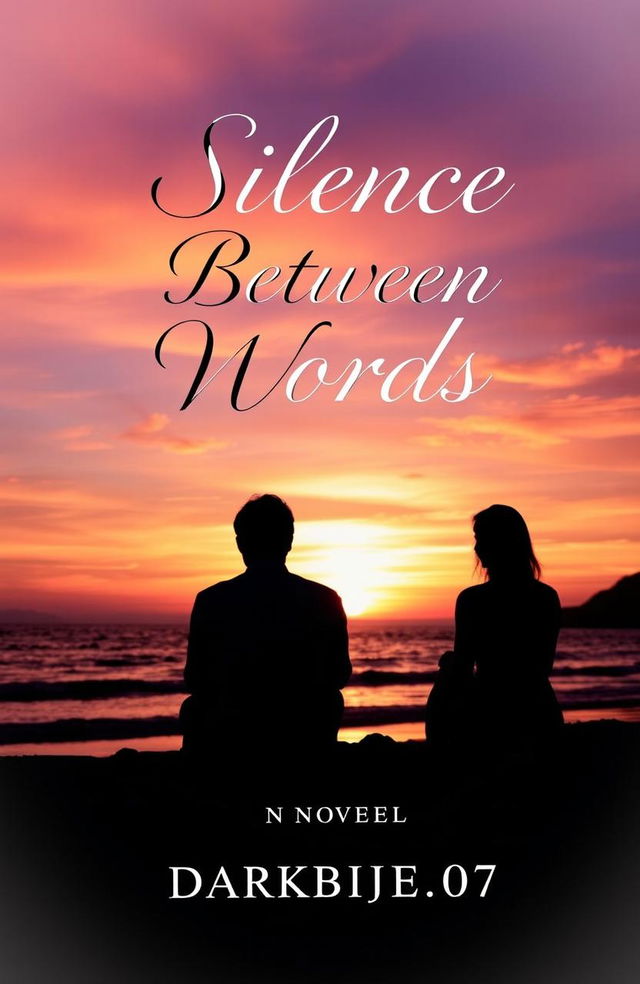 Aesthetic book cover for a novel titled 'Silence Between Words' by Darkbije_07