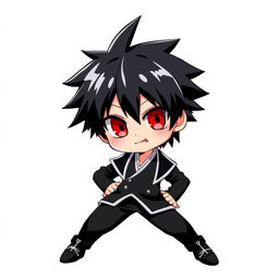A character in the style of anime art inspired by Bleach, depicted as a child with striking red eyes
