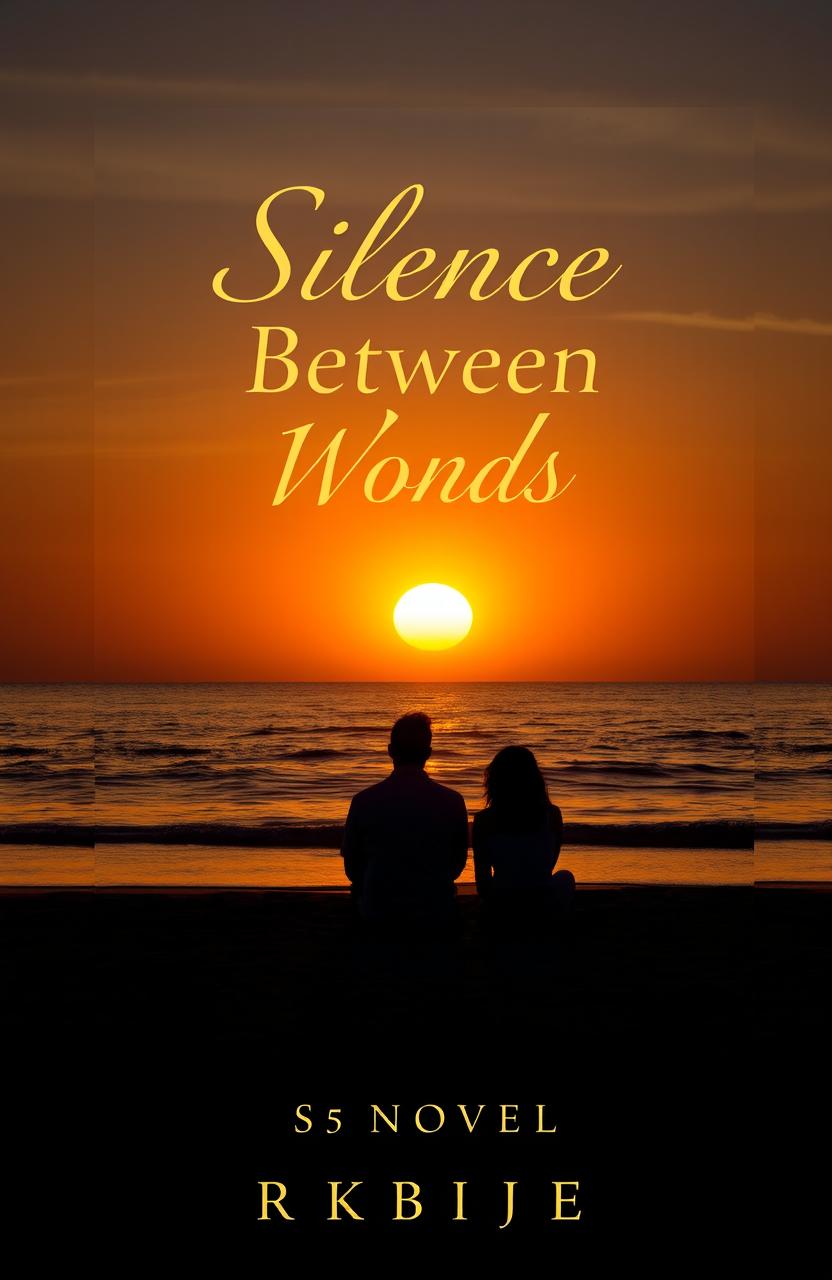 An aesthetic book cover for a novel titled 'Silence Between Words' by Darkbije_07