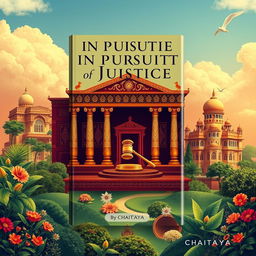 A captivating book cover for the novel 'In Pursuit of Justice: Tales of Lawyer Ramachandra Shastry' by CHAITANYA