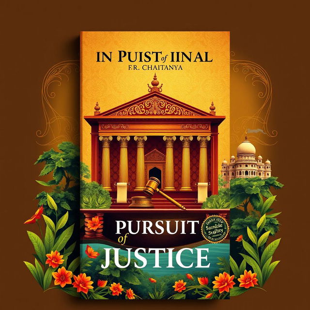 A captivating book cover for the novel 'In Pursuit of Justice: Tales of Lawyer Ramachandra Shastry' by CHAITANYA