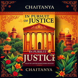 A captivating book cover for the novel 'In Pursuit of Justice: Tales of Lawyer Ramachandra Shastry' by CHAITANYA