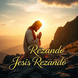 A powerful and uplifting image for a YouTube video thumbnail showing Jesus in a moment of prayer