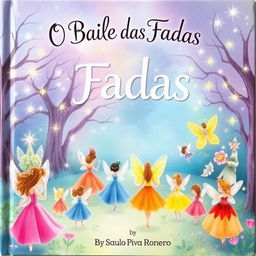 A whimsical book cover for a children's book titled 'O Baile das Fadas' by Saulo Piva Ronero