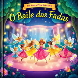 A delightful children's book cover for 'O Baile das Fadas' by Saulo Piva Ronero