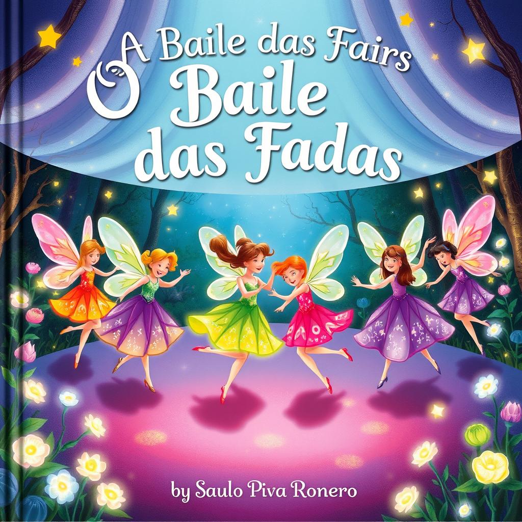 A delightful children's book cover for 'O Baile das Fadas' by Saulo Piva Ronero