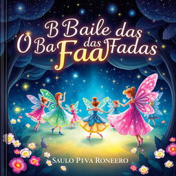 An enchanting book cover for 'O Baile das Fadas' by Saulo Piva Ronero, aimed at children