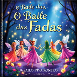 An enchanting book cover for 'O Baile das Fadas' by Saulo Piva Ronero, aimed at children